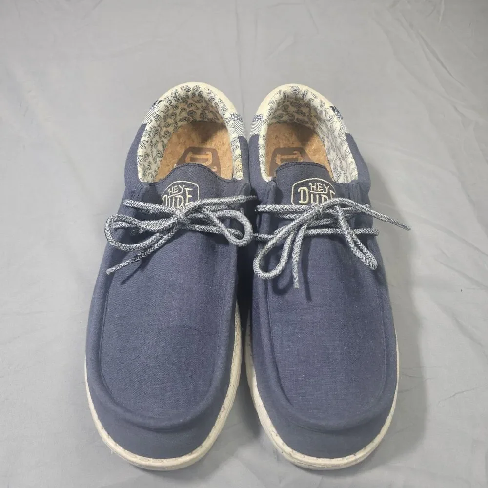 HEYDUDE Wally Navy Blue Paisley Men's Size 11 Casual Slip On Canvas Loafers